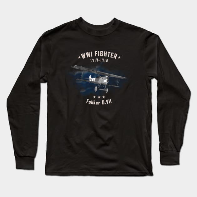 Fokker WWI Fighter aircraft Long Sleeve T-Shirt by Jose Luiz Filho